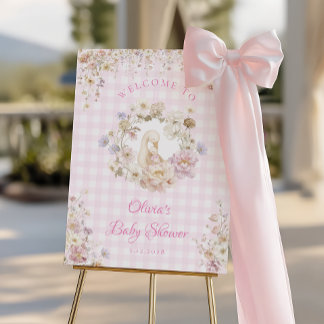 Silly Goose Floral Gingham Baby Shower Welcome Foam Board