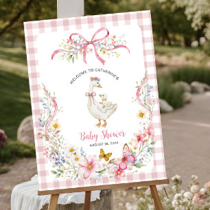 Silly Goose Floral Gingham Baby Shower Welcome Sig Foam Board