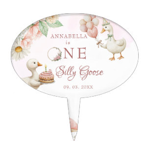 Silly Goose Flower Garden Mushroom 1st Birthday Cake Topper