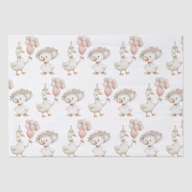 Silly Goose Flower Garden Mushroom 1st Birthday Tissue Paper (Front)