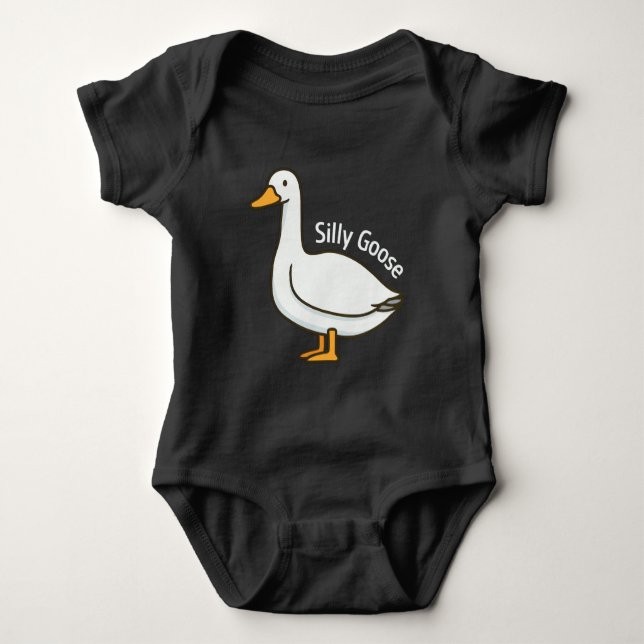 Silly Goose Funny Cartoon Goose Baby Bodysuit (Front)