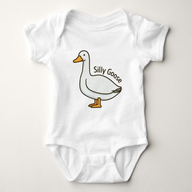 Silly Goose Funny Cartoon Goose Baby Bodysuit (Front)