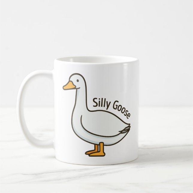Silly Goose Funny Cartoon Goose Coffee Mug (Left)