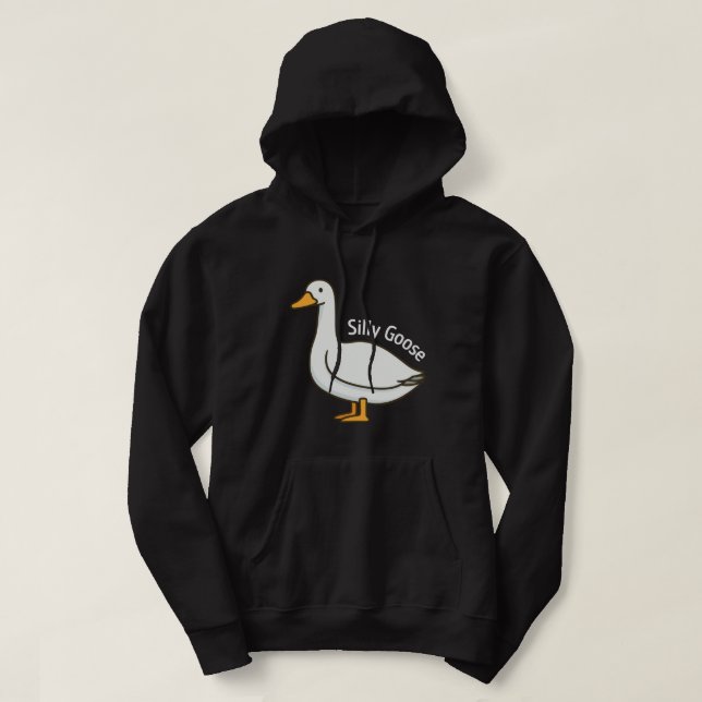 Silly Goose Funny Cartoon Goose Hoodie (Design Front)