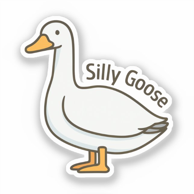 Silly Goose Funny Cartoon Goose Sticker (Front)