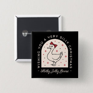 Silly goose funny farm animal Christmas black Button