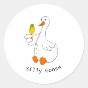 Silly goose, Funny Goose, Goose Lover Classic Round Sticker