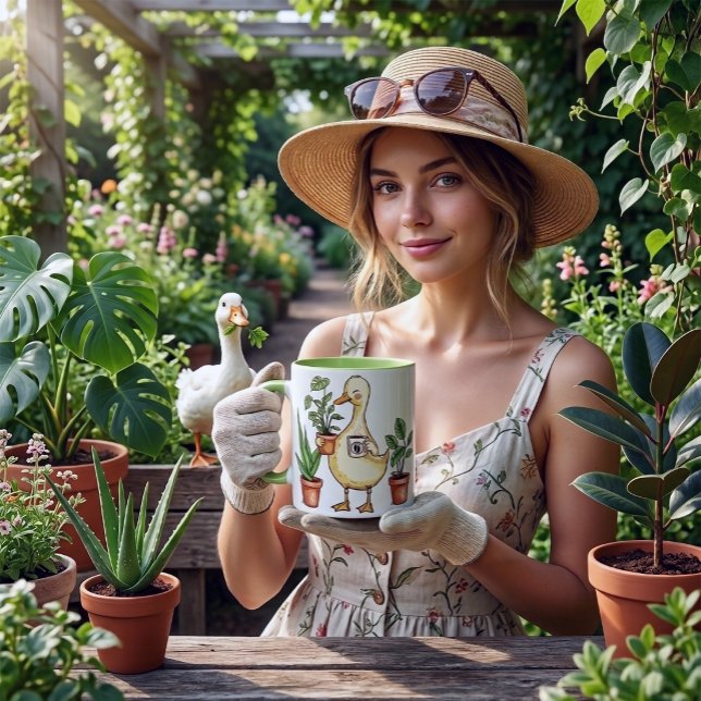 silly goose Gardening - Powered by Plants Coffe Two-Tone Coffee Mug (funny goose gardening mug gift
powered by plants and coffee mug
gift for gardener who loves coffee
)