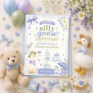 Silly Goose Gender Neutral Baby Shower flowers Inv Invitation
