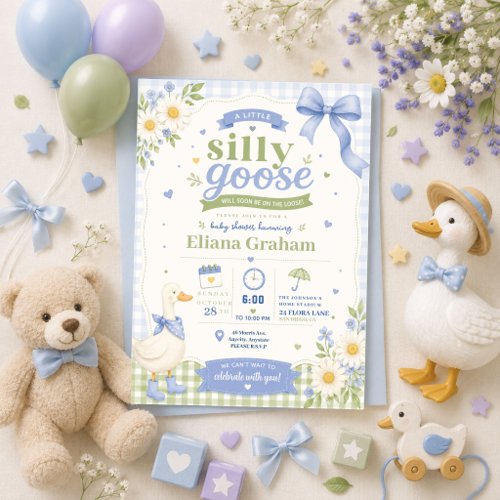 Silly Goose Gender Neutral Baby Shower flowers Invitation