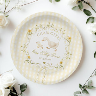 Silly Goose Gender neutral Bow 1st Birthday Paper Plates