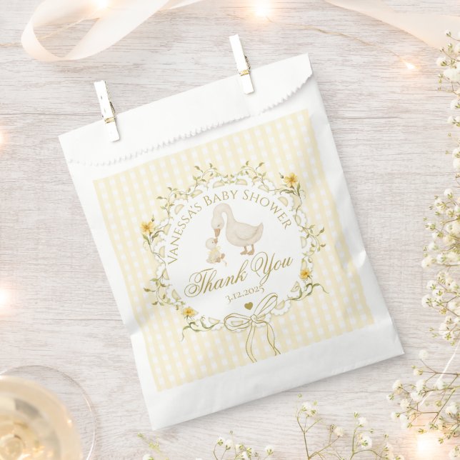 Silly Goose Gender neutral Gingham Thank you Favor Bag (Clipped)