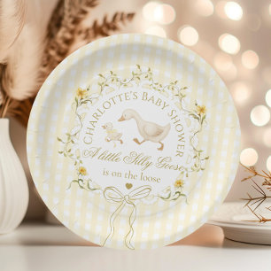 Silly Goose Gender neutral Yellow Baby Shower Paper Plates
