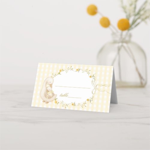 Silly Goose Gender Neutral Yellow Gingham Place Card