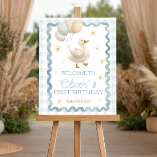 Silly Goose Gingham 16x20 Welcome Sign