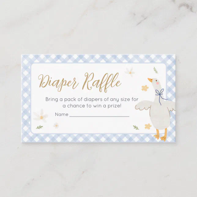 Silly Goose Gingham Baby Shower Diaper Raffle Enclosure Card | Zazzle