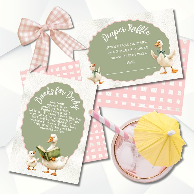 Silly Goose Gingham Baby Shower Diaper Raffle Invitation (Creator Uploaded)