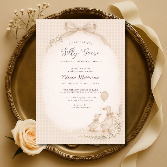 Silly Goose Gingham Baby Shower  Invitation (Creator Uploaded)
