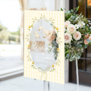 Silly Goose Gingham Baby Shower Welcome Acrylic Sign