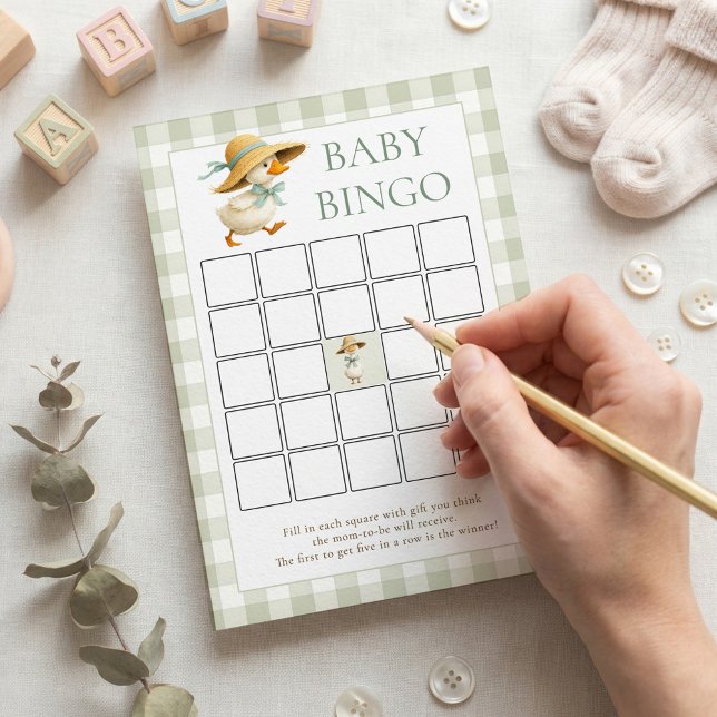 Silly Goose Gingham Bingo Baby Shower Game Card (Creator Uploaded)