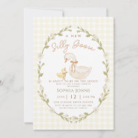 Silly Goose Gingham Duck Gender Neutra Baby Shower