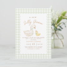 Silly Goose Gingham Duck Gender Neutra Baby Shower