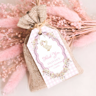 Silly Goose Gingham Girl  Baby Shower Thank You Gift Tags