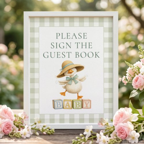 Silly Goose Gingham Guest Book Baby Shower Sign