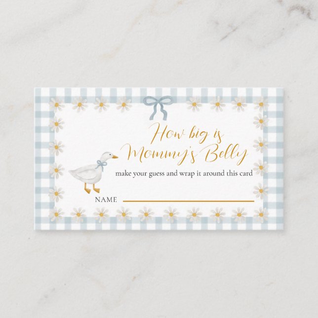 Silly Goose Gingham Mommys Belly Guessing Game   Enclosure Card (Front)