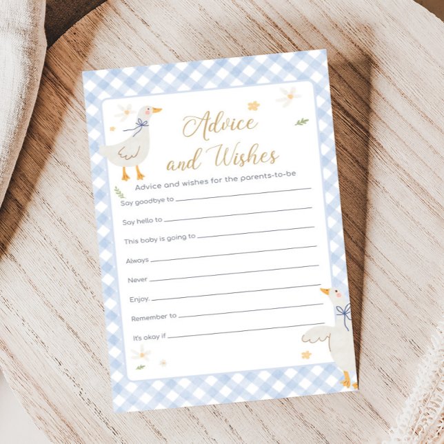 Silly Goose Gingham Shower Advice and Wishes Game (Silly Goose Baby Shower Game)