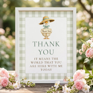 Silly Goose Gingham Thank You Baby Shower Sign