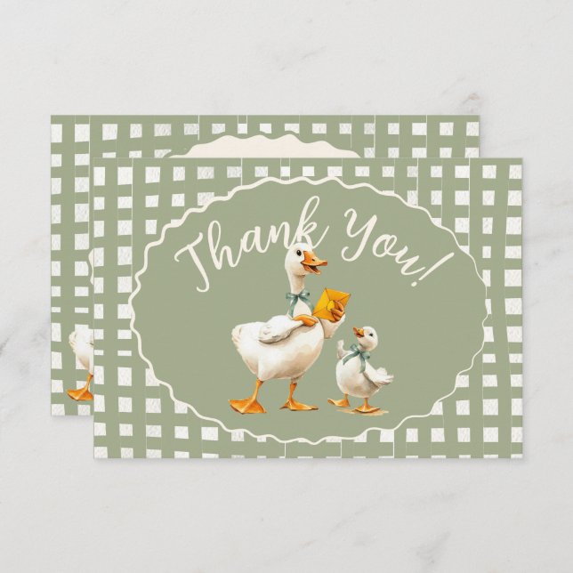 Silly Goose Gingham Thank You note Invitation (Front/Back)