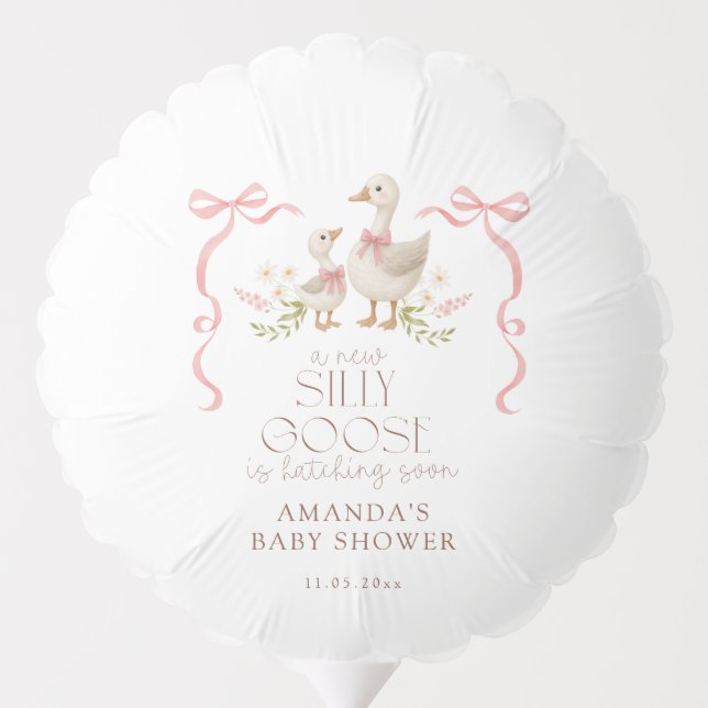 Silly Goose Girl Baby Shower  Balloon (Back)