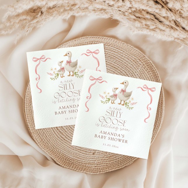 Silly Goose girl baby shower Napkins (Creator Uploaded)