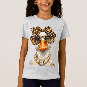 Silly Goose Glam Leopard Preppy Funny Animal  T-Shirt