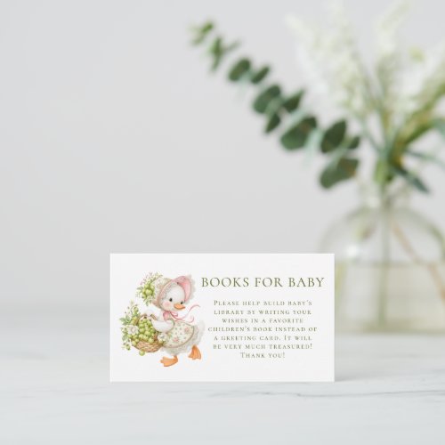 Silly Goose Gooseberry Books for Baby Shower Enclosure Card