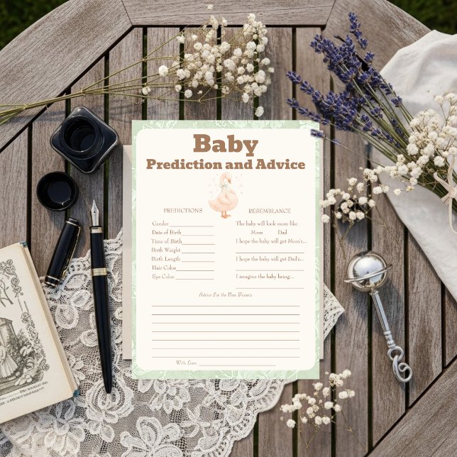 Silly Goose Green Baby Predictions & Advice Card (Silly Goose Green Baby Predictions & Advice Card)