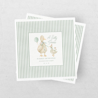 Silly Goose Green Baby Shower Napkins
