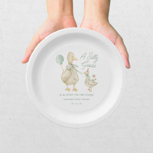 Silly Goose Green Baby Shower Paper Plates