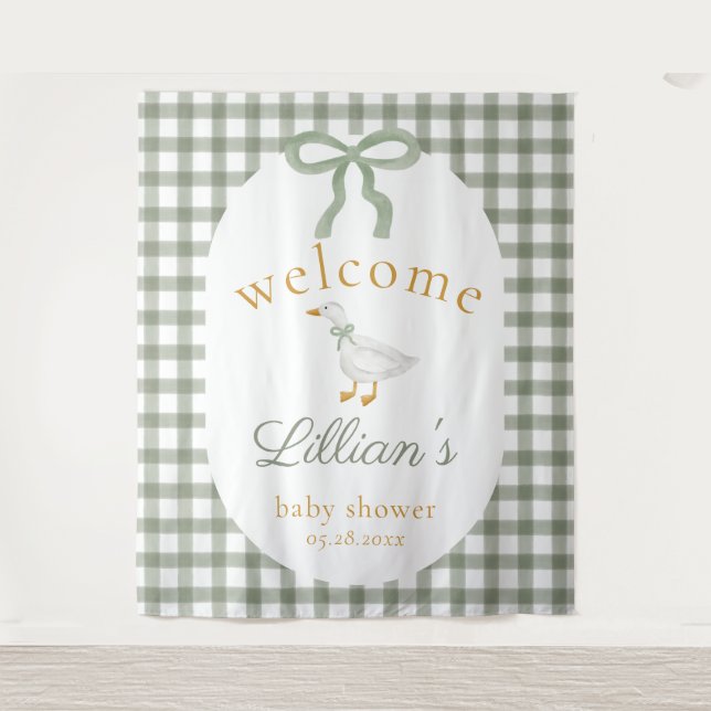 Silly Goose Green Baby Shower Welcome Backdrop  (Front)