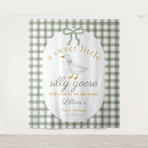 Silly Goose Green Gingham Baby Shower Backdrop