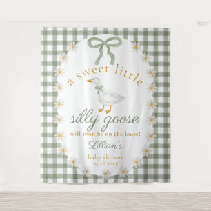 Silly Goose Green Gingham Baby Shower Backdrop