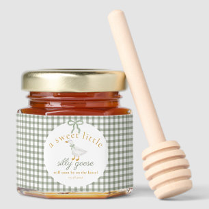 Silly Goose Green Gingham Cottagecore Baby Shower Honey Jar Favors