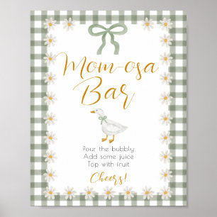 Silly Goose Green Gingham Mimosa Bar Baby Shower  Poster