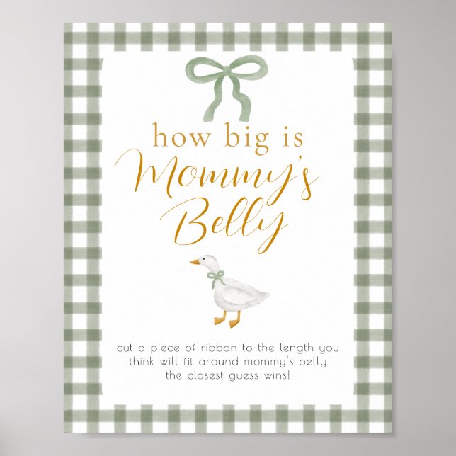 Silly Goose Green Gingham Mommys Belly Game Poster (Front)