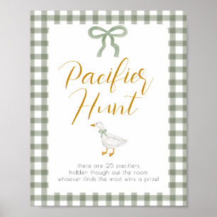 Silly Goose Green Gingham Pacifier Hunt Game Poster