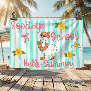 Silly Goose Hello Summer Party Stripes Banner
