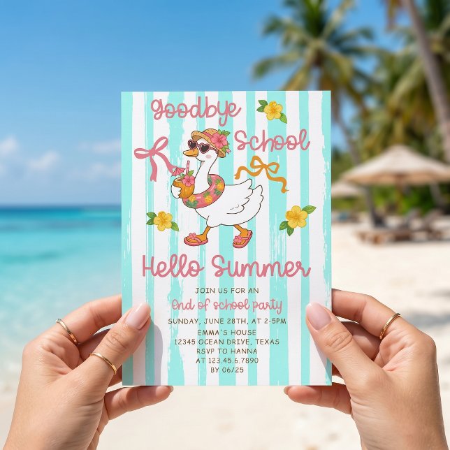 Silly Goose Hello Summer Stripes Invitation (Creator Uploaded)