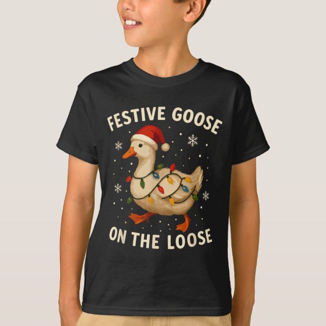 Silly Goose Holiday Christmas Festive Goose On The T-Shirt (Front)