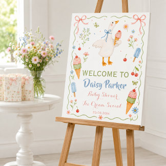 Silly Goose Ice Cream Social Baby Shower Sign